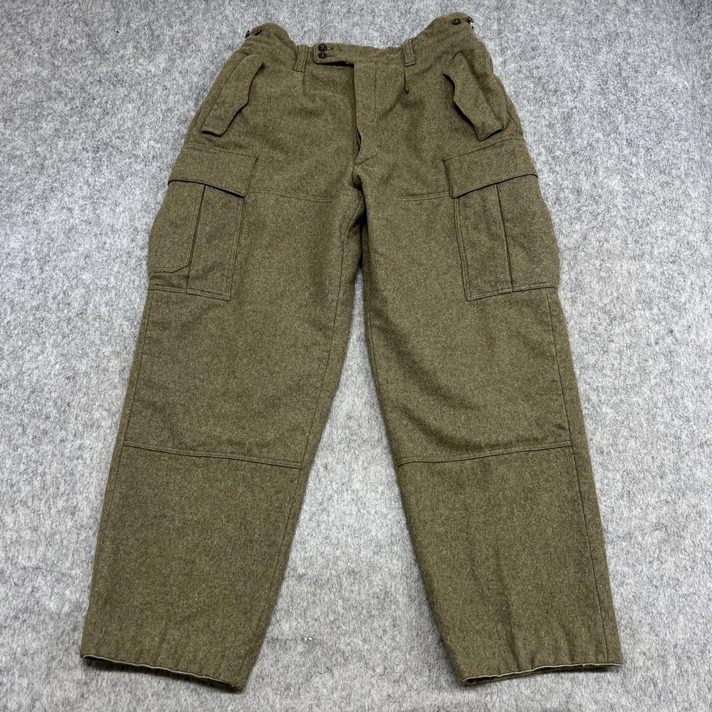 Vintage German Army Pants Mens 33x30 Green Wool Cargo Germany Bundeswehr 1960